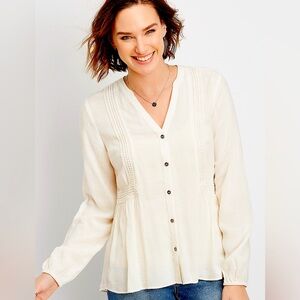 Maurice’s Crochet Trim Button Down Blouse SZ Small